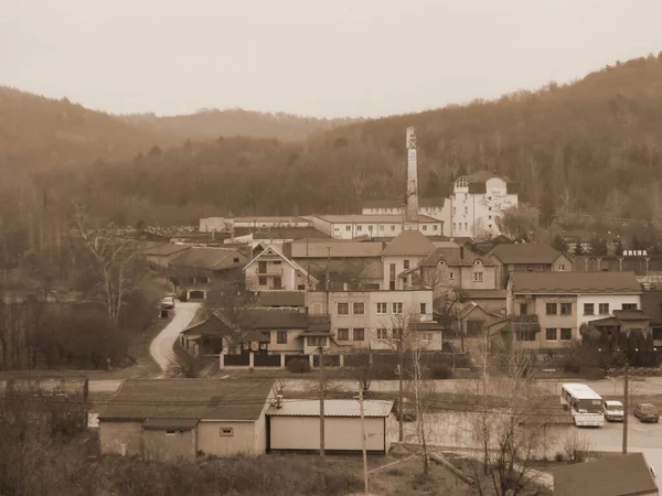 Der Blick Aus Dem Fenster Auf Die Stadt — Stockfoto