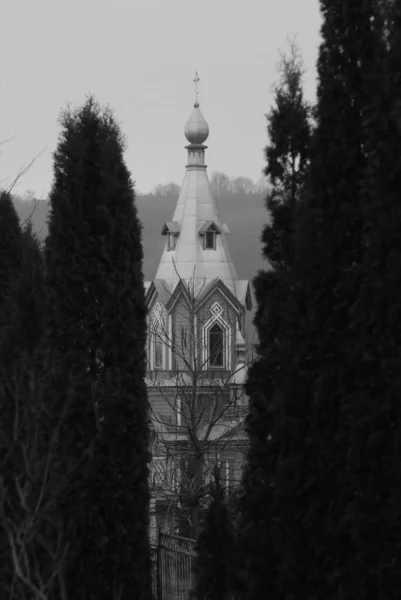 Παλιά Ξύλινη Εκκλησία Ιερός Σταυρός Στην Κρεμένετς — Φωτογραφία Αρχείου