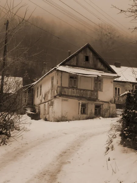 Trä Hus Den Ukrainska Byn — Stockfoto