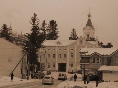 Eski şehrin tarihi kısmı. Epifani Manastırı 'nı inşa eden manastır.          