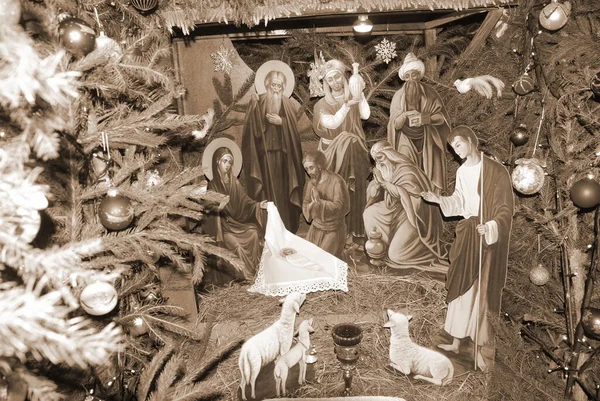 Kerststal Het Klooster — Stockfoto