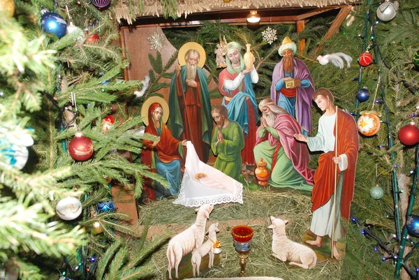 Christmas Nativity Scene Monastery — Stock Photo, Image