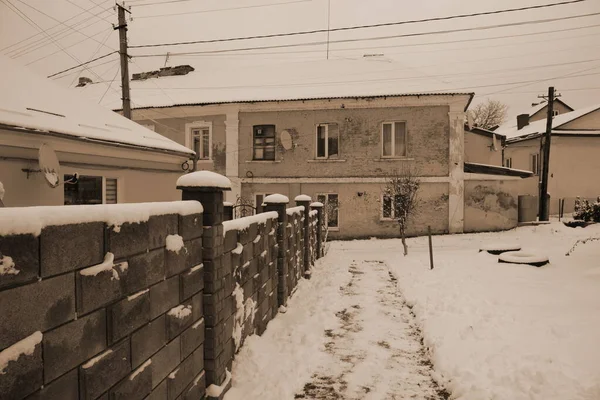 Eski Kasabanın Küçük Bir Caddesi Eski Şehrin Tarihi Kısmı — Stok fotoğraf