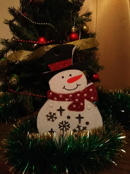 Árvore Natal Boneco Neve Ano Novo — Fotografia de Stock