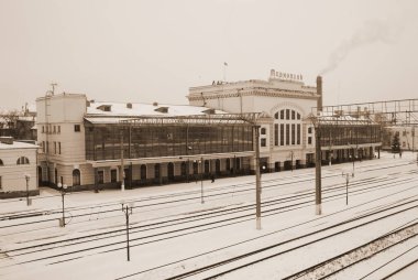 Ternopil 'deki tren istasyonu. Ukrayna