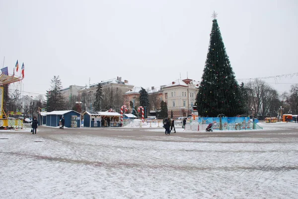 Eski Kasaba Meydanındaki Noel Ağacı Noel Ağacı Eski Meydan Şehir — Stok fotoğraf