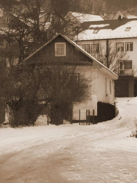 Trä Hus Den Ukrainska Byn — Stockfoto