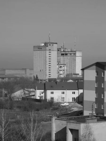 Der Blick Aus Dem Fenster Auf Die Stadt — Stockfoto