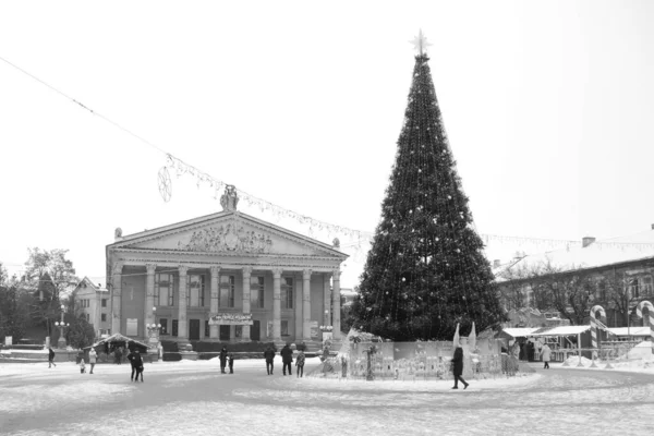 Eski Kasaba Meydanındaki Noel Ağacı Noel Ağacı Eski Meydan Şehir — Stok fotoğraf