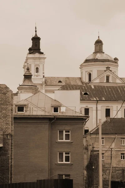 Zabytkowa Część Starego Miasta Stare Miasto Centralna Ulica Katedra Przemienienia — Zdjęcie stockowe