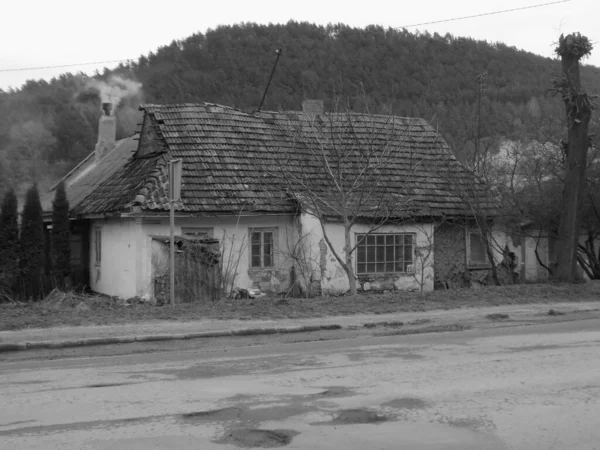 Velho Rural Edifício Residencial Casa Madeira Aldeia Ucraniana — Fotografia de Stock