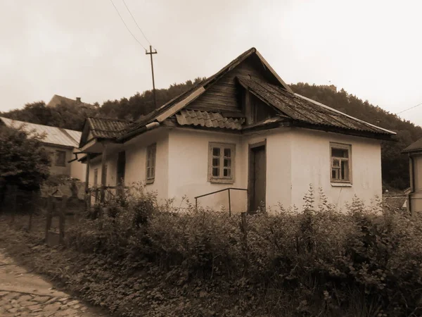 Starý Venkovské Obytné Budovy Dřevěný Dům Ukrajinské Vesnici — Stock fotografie