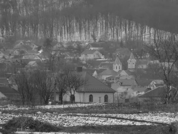 Деревянный Дом Украинской Деревне — стоковое фото