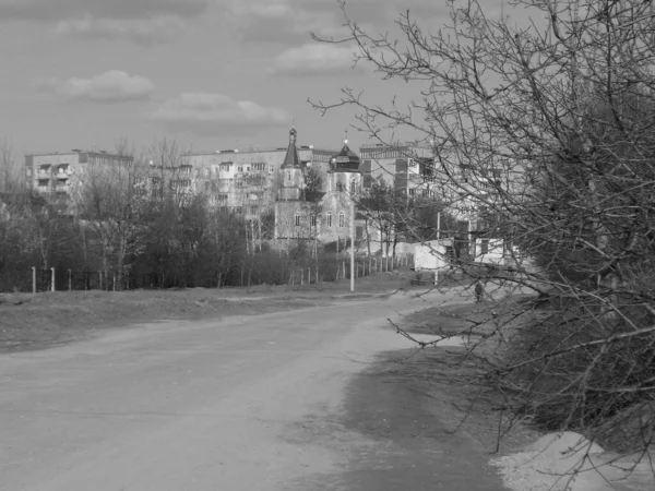 Vista Janela Para Cidade — Fotografia de Stock