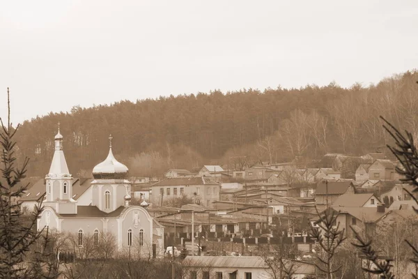 Kościół Świętego Męczennika Tatiana Kościół Obrzeżach Drewniany Dom Ukraińskiej Wsi — Zdjęcie stockowe