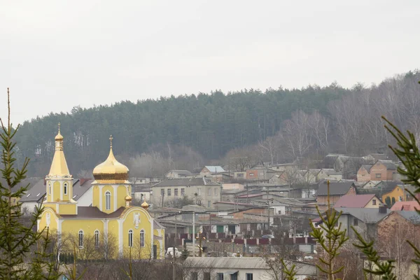 聖殉教者Tatianaの教会 郊外の教会 ウクライナの村の木造住宅 — ストック写真