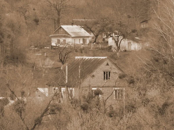 Algemeen Zicht Castle Hill Houten Huis Het Oekraïense Dorp — Stockfoto