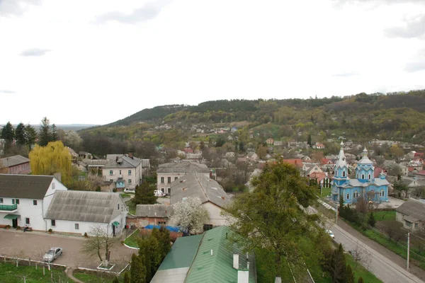 General View Castle Hill Wooden House Ukrainian Village Old Wooden — ストック写真