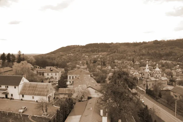 General View Castle Hill Wooden House Ukrainian Village Old Wooden — Fotografia de Stock