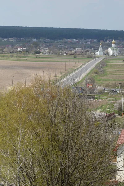 Algemeen Zicht Het Kasteel Hill Houten Huis Het Oekraïense Dorp — Stockfoto