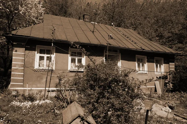 Maison Bois Dans Village Ukrainien Ancien Immeuble Appartements — Photo