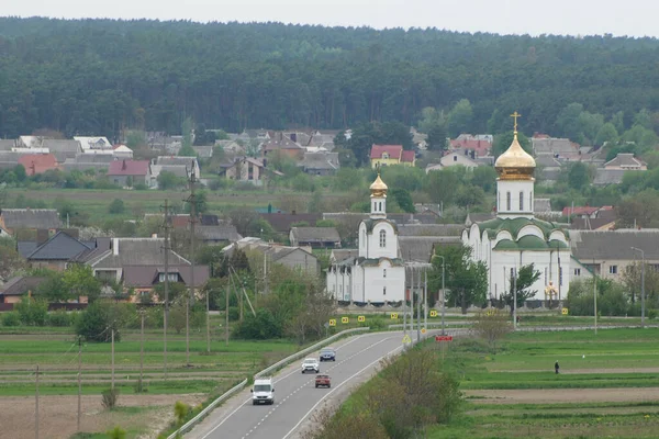 General View Castle Hill Wooden House Ukrainian Village Old Wooden — Stockfoto