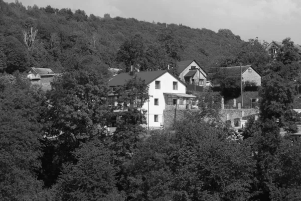 Maison Bois Dans Village Ukrainien Village Lisière Forêt — Photo