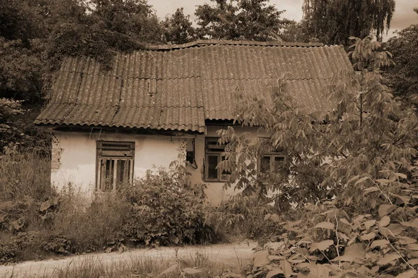 Ξύλινο Σπίτι Στο Ουκρανικό Χωριό Παλιό Κτίριο Κατοικιών Παλιά Περιουσία — Φωτογραφία Αρχείου