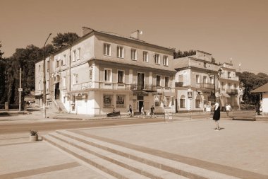 Old city street.The historic part of the old town.A small street of the old town.New square of the old town