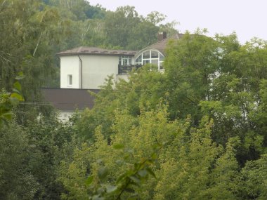 A large house on the edge of the forest