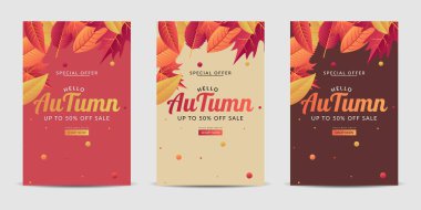 Vektör renkli yapraklarla örtülmüş arka plan. Pankart, poster, broşür, reklam vesaire için uygun. Vektör illüstrasyonu