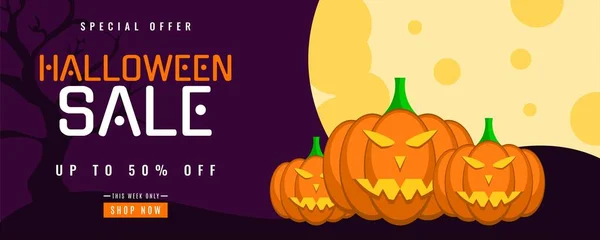 Halloween Értékesítési Háttér Sütőtök Pókháló Elemek Nagyon Alkalmas Banner Poszter — Stock Vector