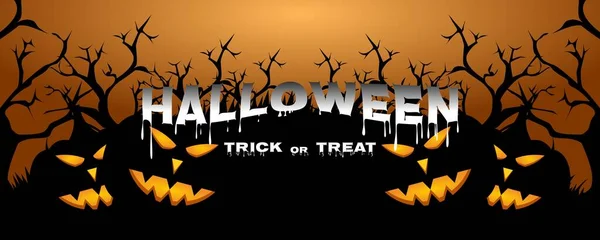 Halloween Fond Avec Des Éléments Citrouille Silhouette Arbre — Image vectorielle