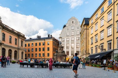 Stortorget Meydanı 'nın Stockholm' deki Gamla Stan manzarası