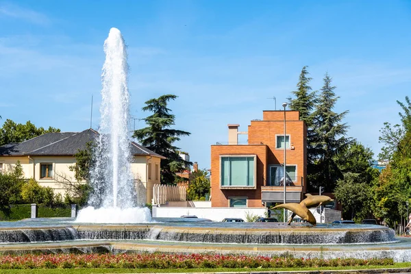 Place de la République d'Argentine avec Fontaine des Dauphins à Madrid — Photo