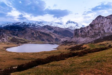 View of lakes of Covadonga sunset. Asturias, Spain