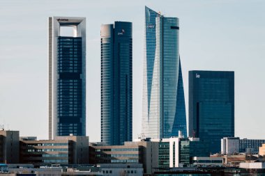 Madrid, İspanya 'da Finans Bölgesi Şehir Manzarası