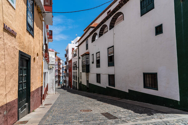 Santa Cruz de La Palma, Spain - August 13, 2021: Garachico street in the old town