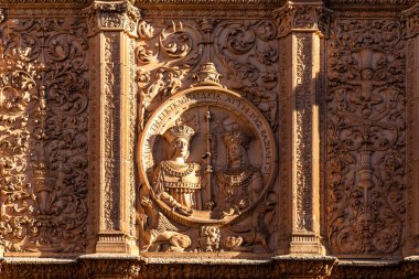 Salamanca Üniversitesi 'nin ünlü cephesinin dekorasyonu.