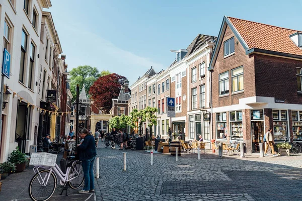 Leiden Holanda Maio 2022 Vista Panorâmica Centro Cidade Velha — Fotografia de Stock