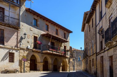Frias, Spain - August 5, 2020: Panoramic view of Medieval and picturesque small town in Burgos