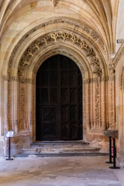 Ona, Spain - 5 August, 2020: Benedictine monastery of San Salvador de Ona in Burgos. Romanesque, Gothic and Mudejar styles