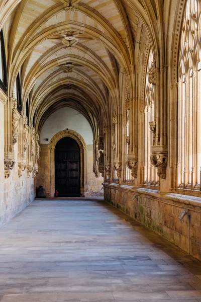 Ona, Spain - 5 August, 2020: Benedictine monastery of San Salvador de Ona in Burgos. Gothic cloister