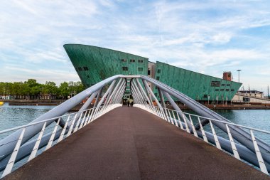 Amsterdam, Netherlands - May 6, 2022: The Nemo Museum of Science, designed by Renzo Piano architect. Exterior view