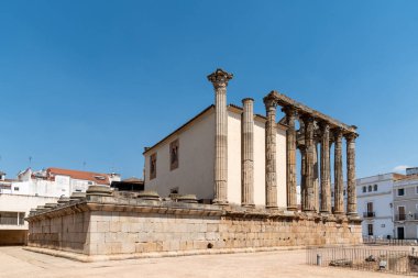 Roman Temple of Diana in Merida, Spain. Columns with capital in Corinthian style