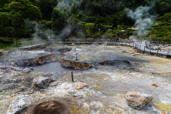 Volcanic Hotsprings Lake Furnas Sao Miguel Azores Lagoa Das Furnas — Fotografia de Stock