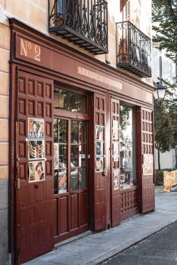 Madrid, Spain - October 11, 2020: Old book store in central Madrid