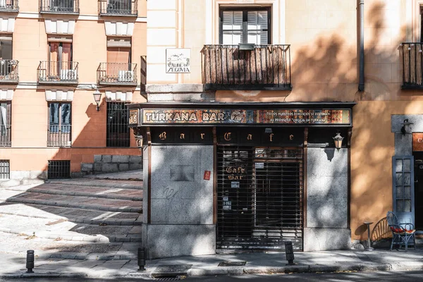 Madrid, Spain - October 11, 2020: Bar in central Madrid