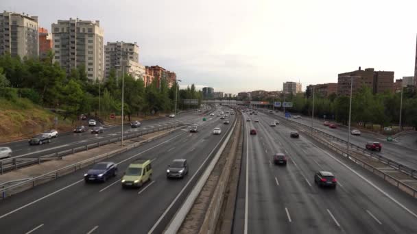 Cars Speeding M30 Highway Madrid — Stock Video