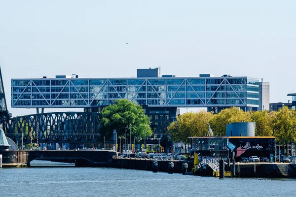 Rotterdam Nederländerna Maj 2022 Waterfront River Meuse Rotterdam Cityscape Med — Stockfoto